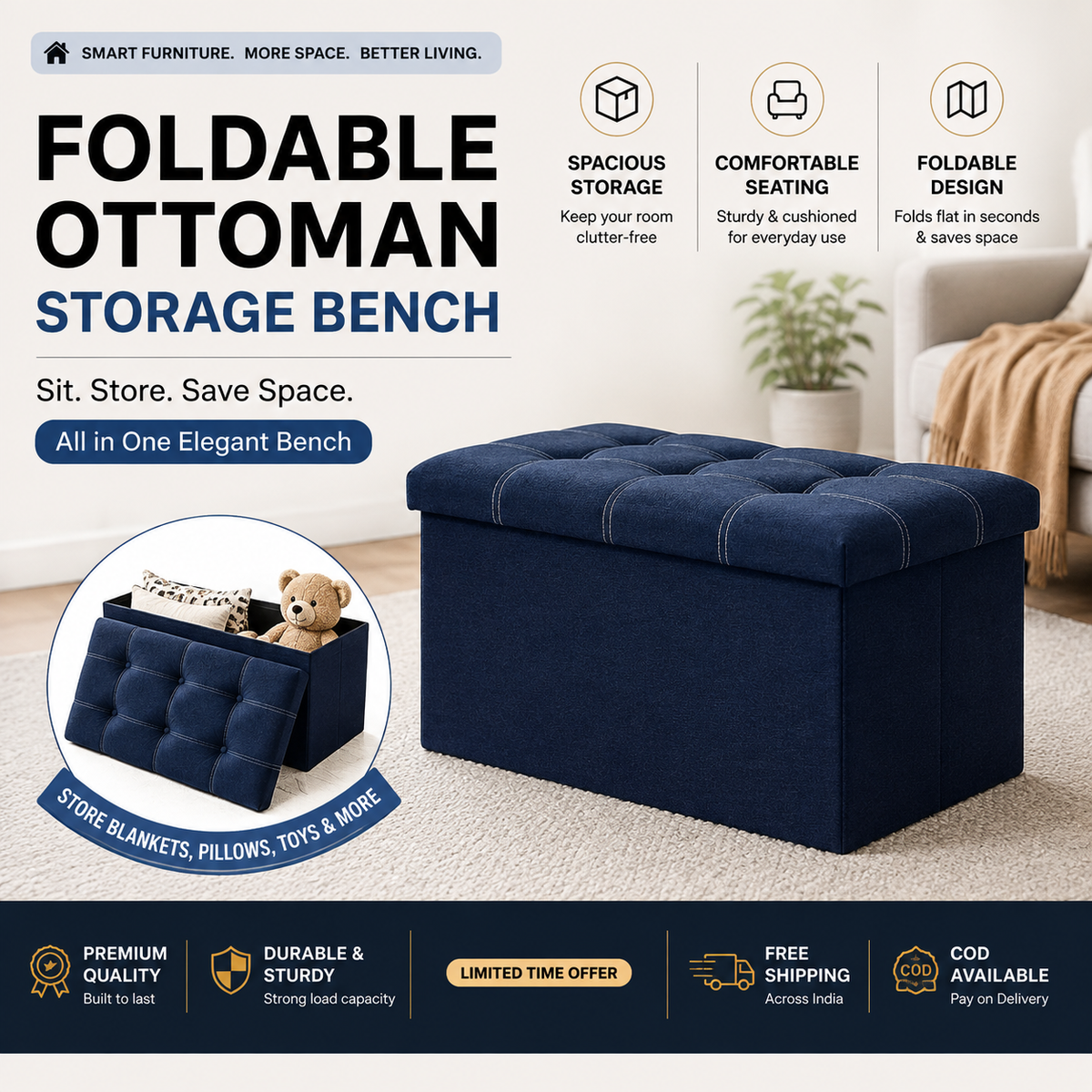Luxury Foldable Storage Sofa