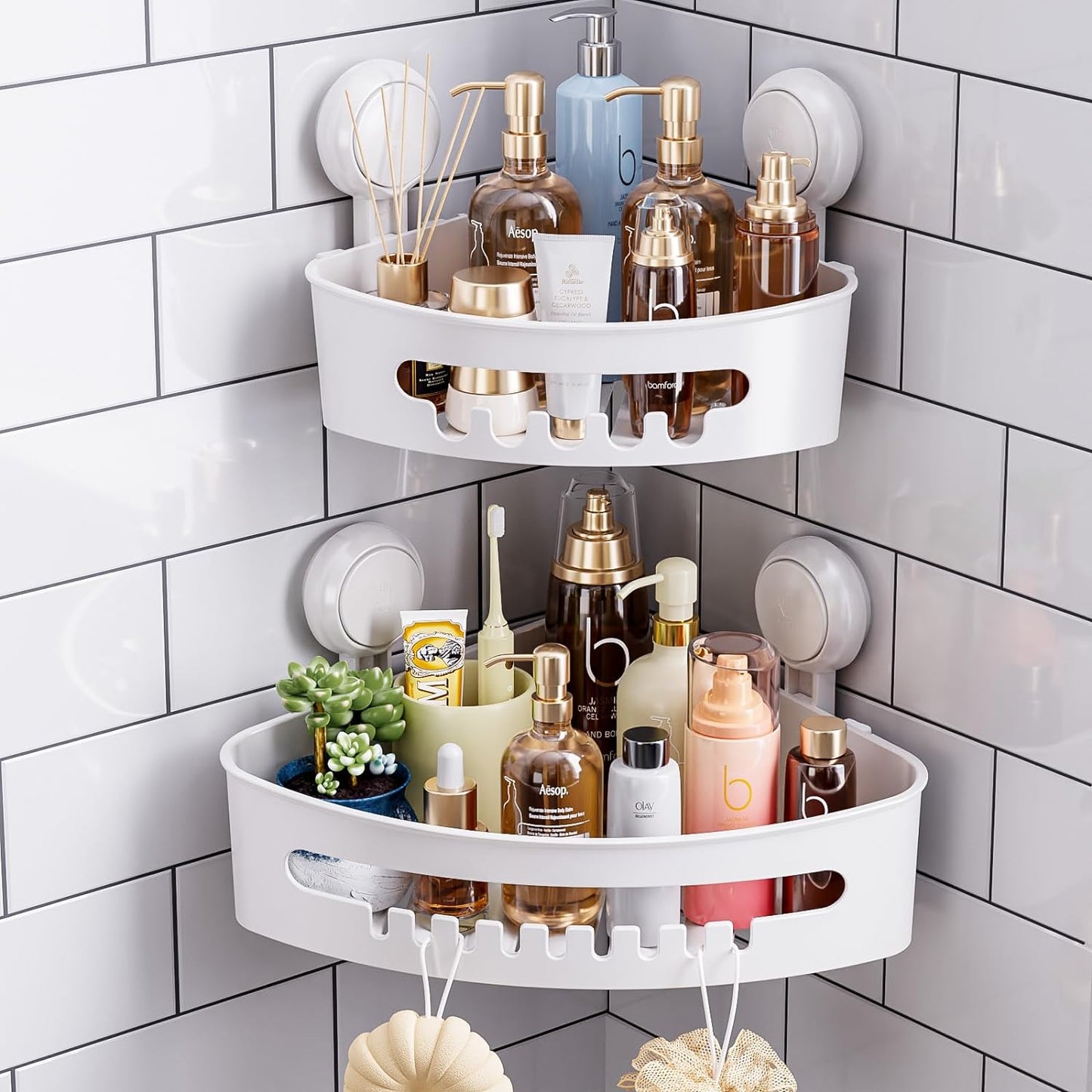 Bathroom Suction Shelf Storage Basket, Pack of 2