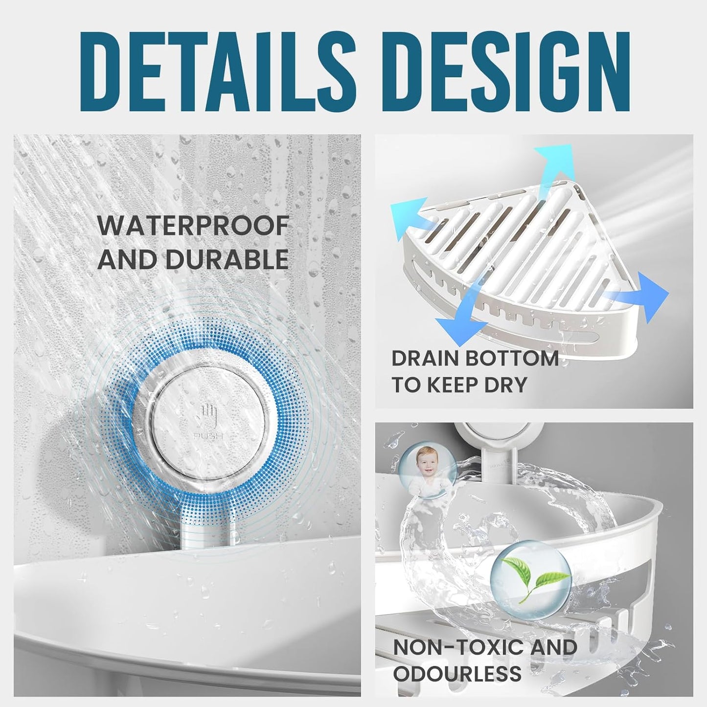 Bathroom Suction Shelf Storage Basket, Pack of 2