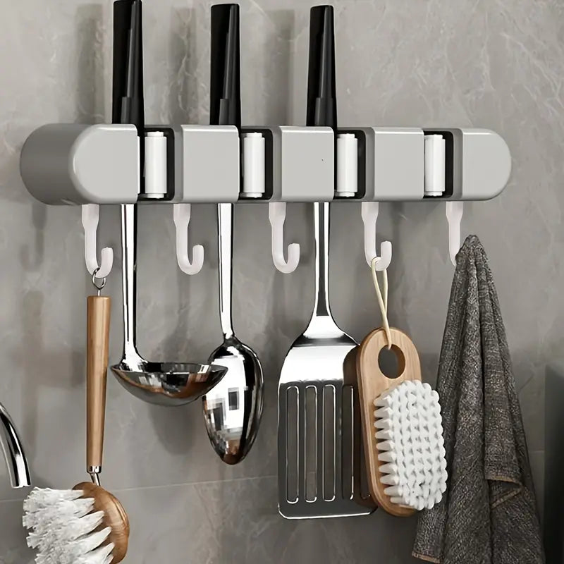 Wall Mounted Mop Holder - For Bathroom, Kitchen & Balcony