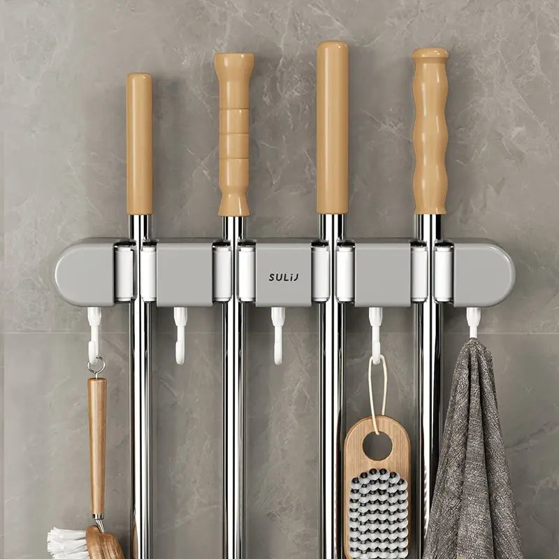 Wall Mounted Mop Holder - For Bathroom, Kitchen & Balcony
