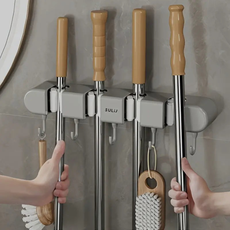 Wall Mounted Mop Holder - For Bathroom, Kitchen & Balcony