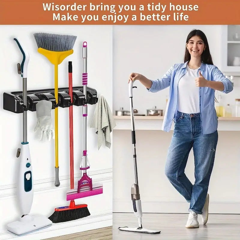 Wall Mounted Mop Holder - For Bathroom, Kitchen & Balcony