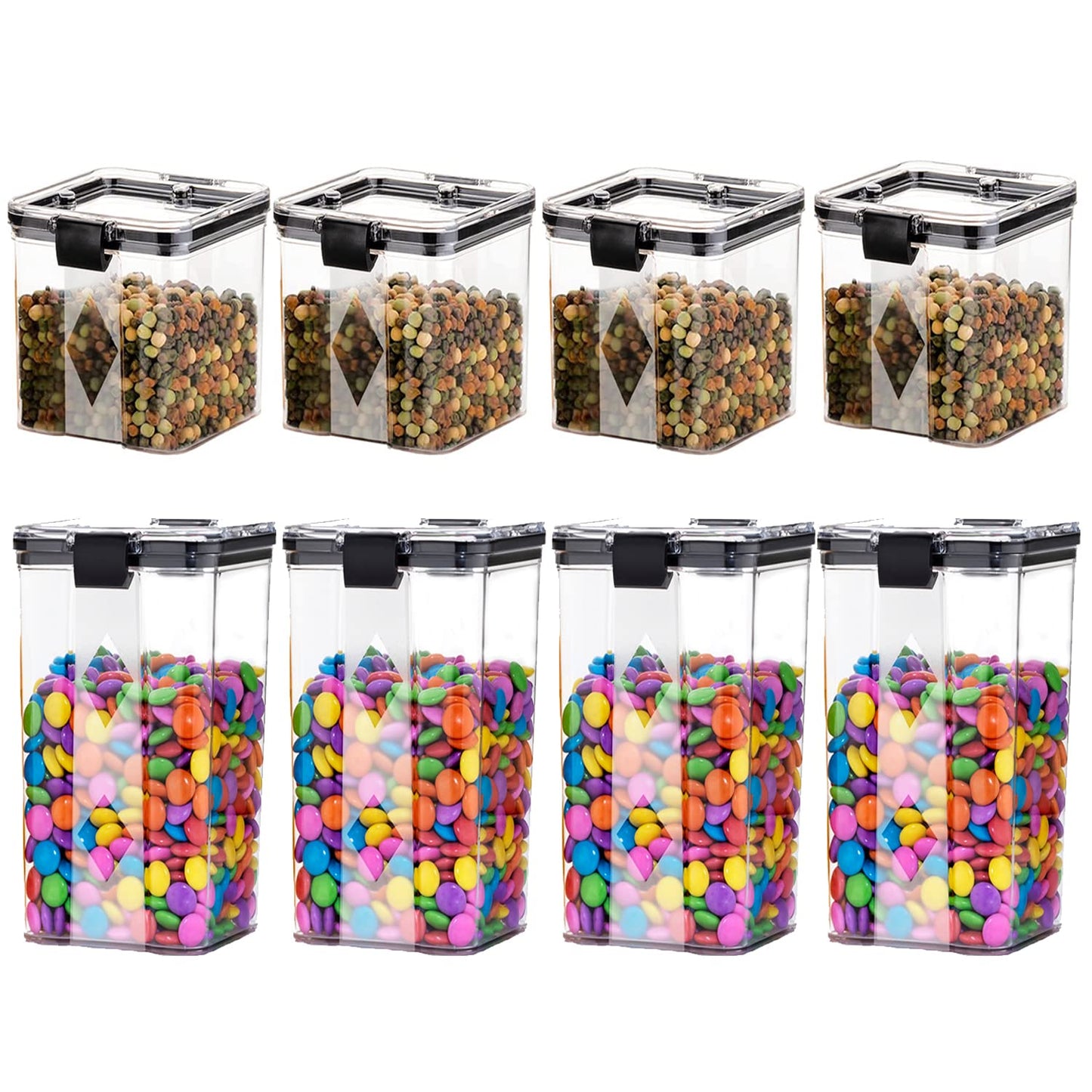 Plastic Container for storage - Air Tight - (Transparent, 700 ML & 1100 ML, Set Of 8)