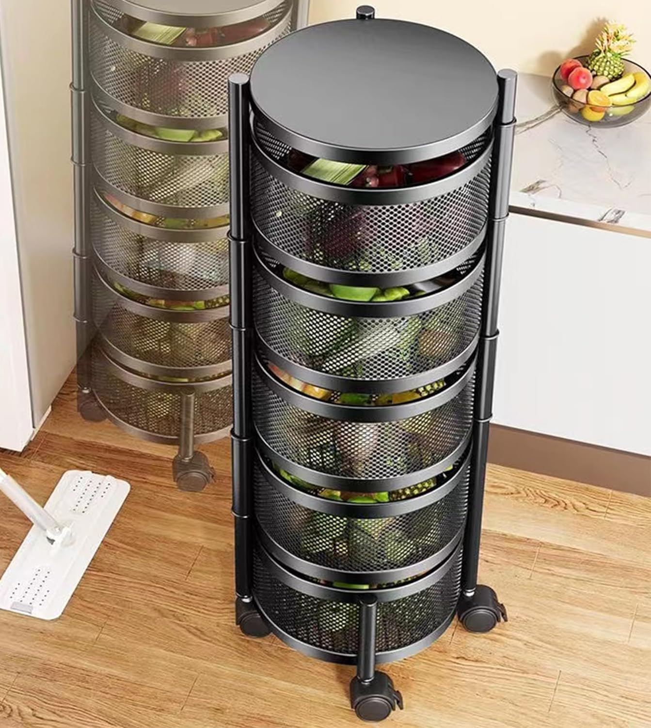 Rotating Storage Shelves Rack for Kitchen - 4 Layer