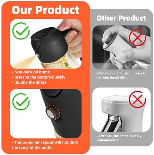 2 in 1 Oil Bottle for kitchen : Dispenses and Spray