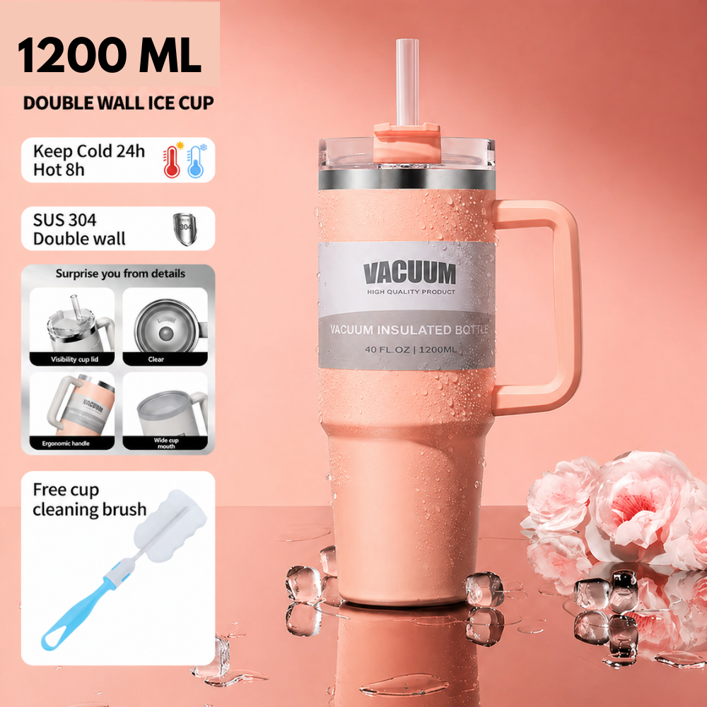 Sovo - Stainless Steel Tumbler with Straw - Premium Quality