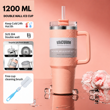 Sovo - Stainless Steel Tumbler with Straw - Premium Quality