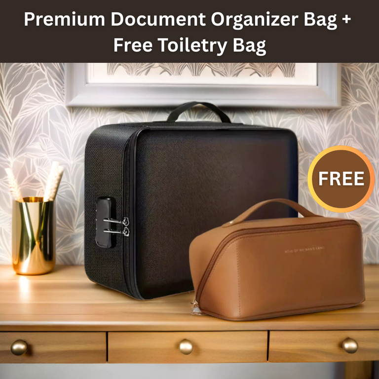SafeDoc - Document Organiser Bag with Free Toiletry Bag