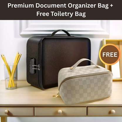SafeDoc - Document Organiser Bag with Free Toiletry Bag