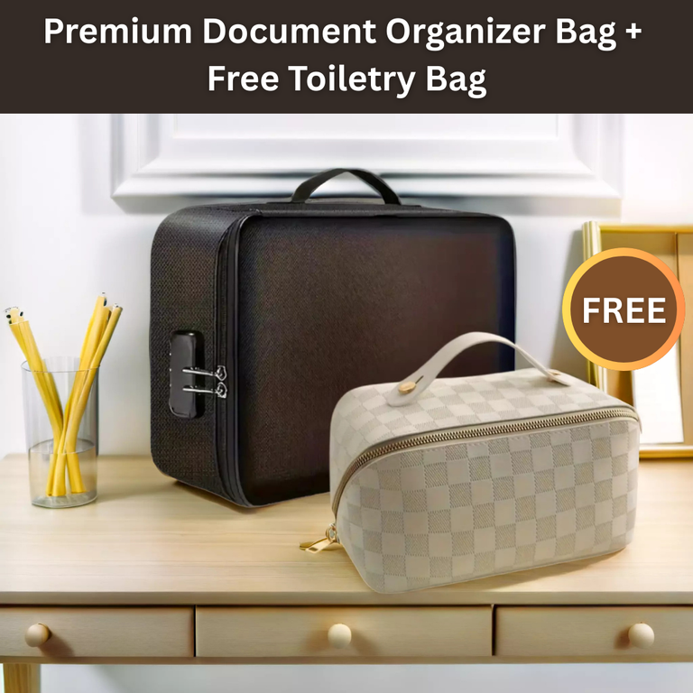 SafeDoc - Document Organiser Bag with Free Toiletry Bag