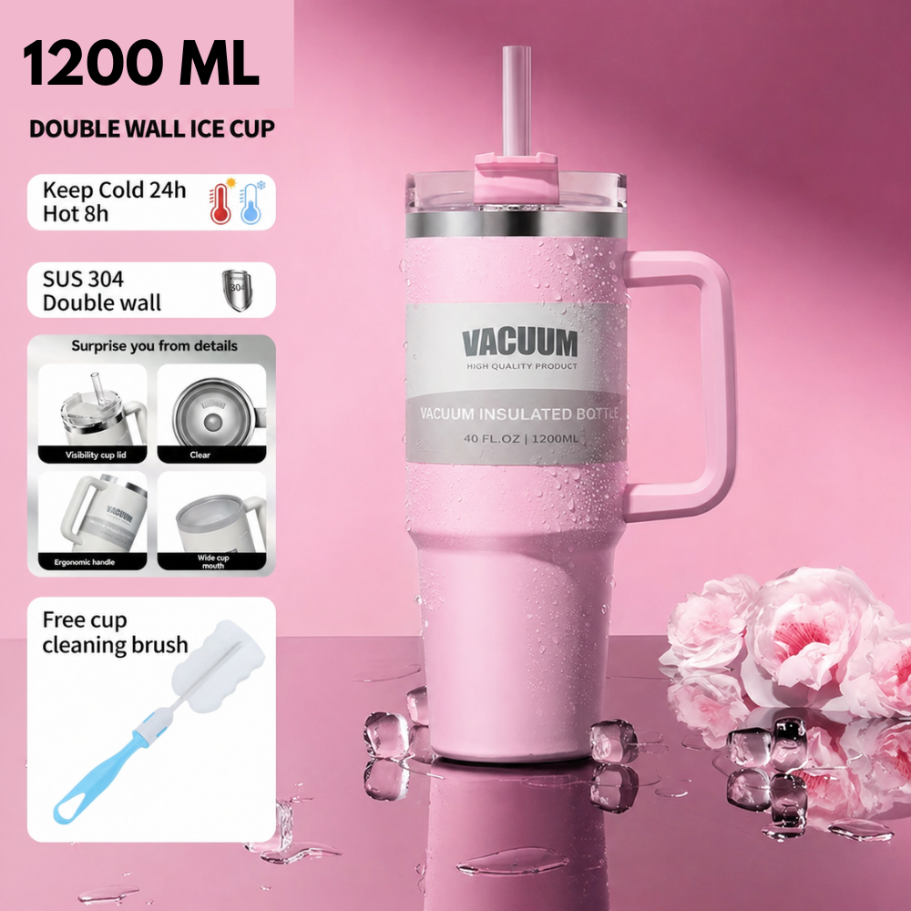 Sovo - Stainless Steel Tumbler with Straw - Premium Quality