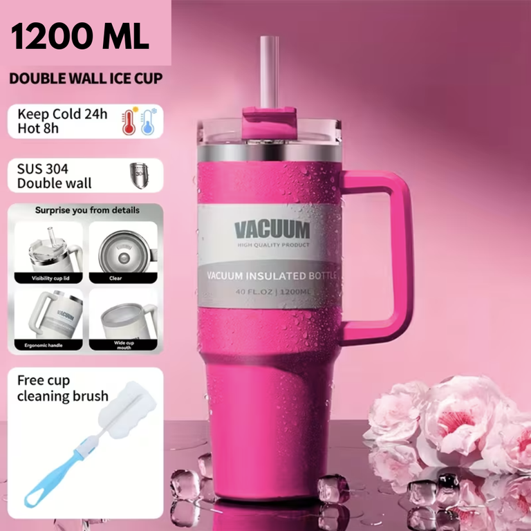 Sovo - Stainless Steel Tumbler with Straw - Premium Quality
