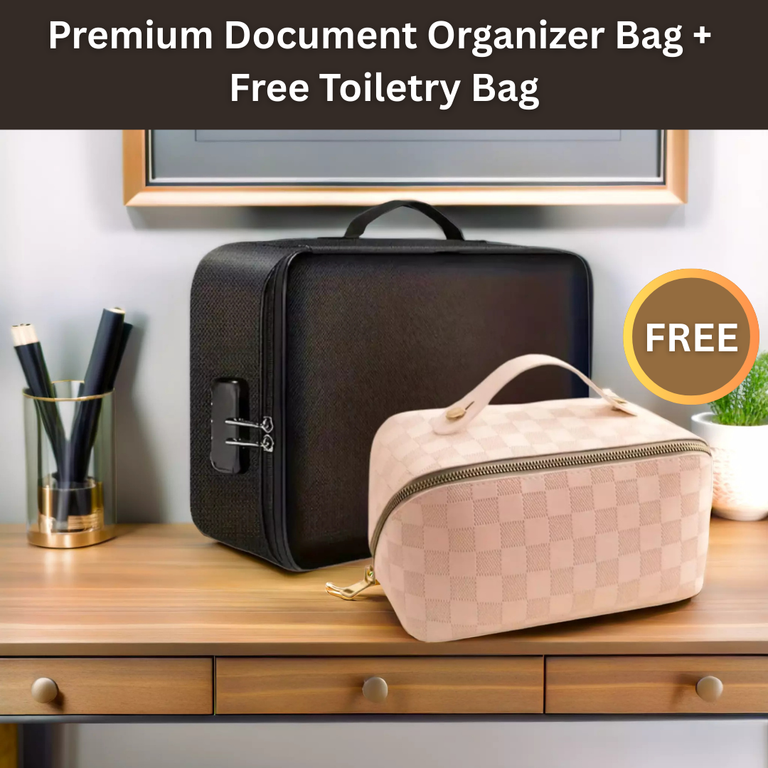 SafeDoc - Document Organiser Bag with Free Toiletry Bag