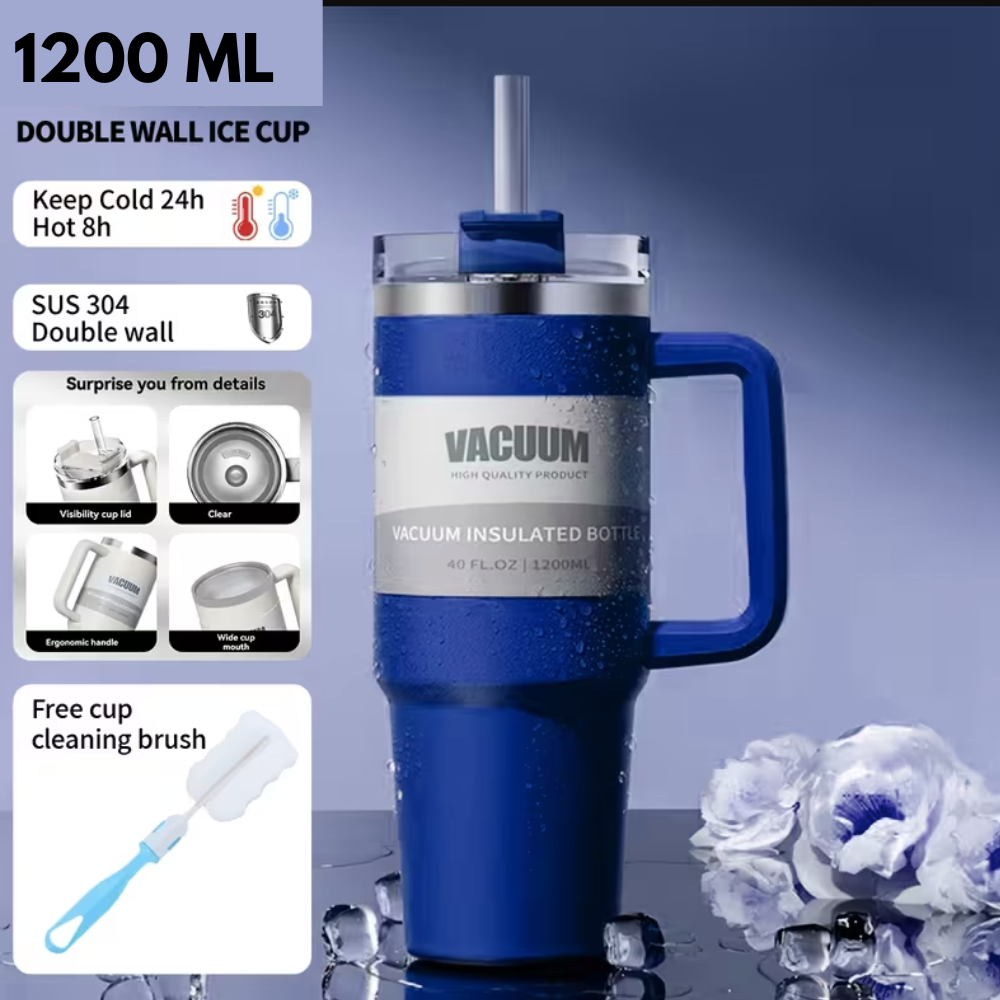Sovo - Stainless Steel Tumbler with Straw - Premium Quality