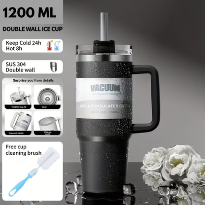 Sovo - Stainless Steel Tumbler with Straw - Premium Quality