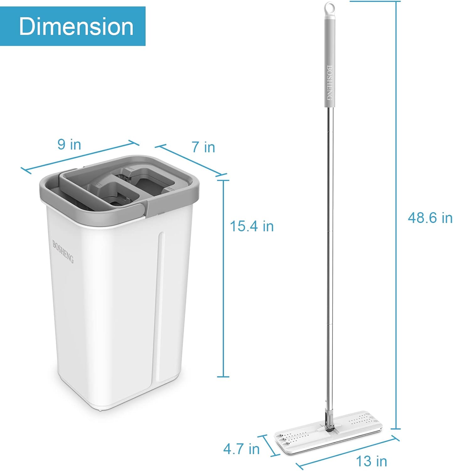 Flat Mop with Self Cleaning Bucket