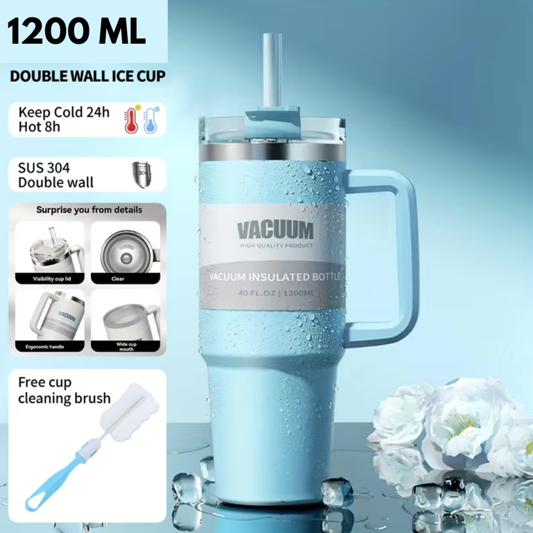Sovo - Stainless Steel Tumbler with Straw - Premium Quality