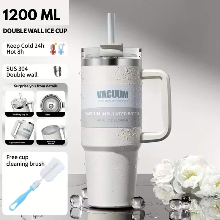 Sovo - Stainless Steel Tumbler with Straw - Premium Quality