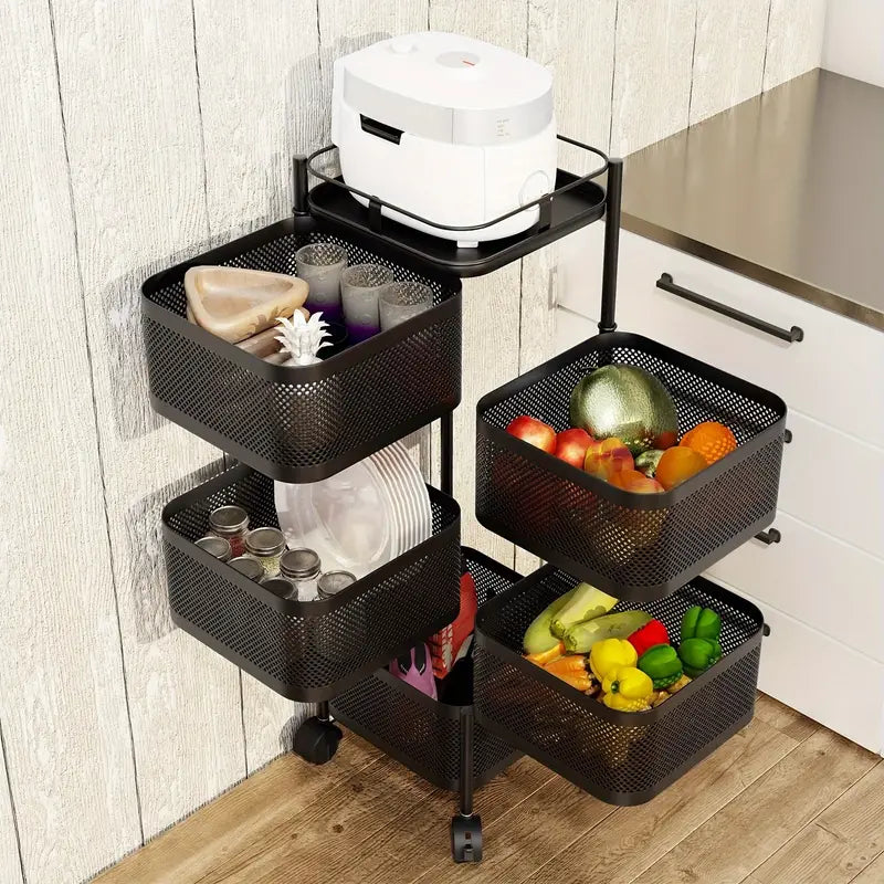 Rotating Storage Shelves Rack for Kitchen - 4 Layer