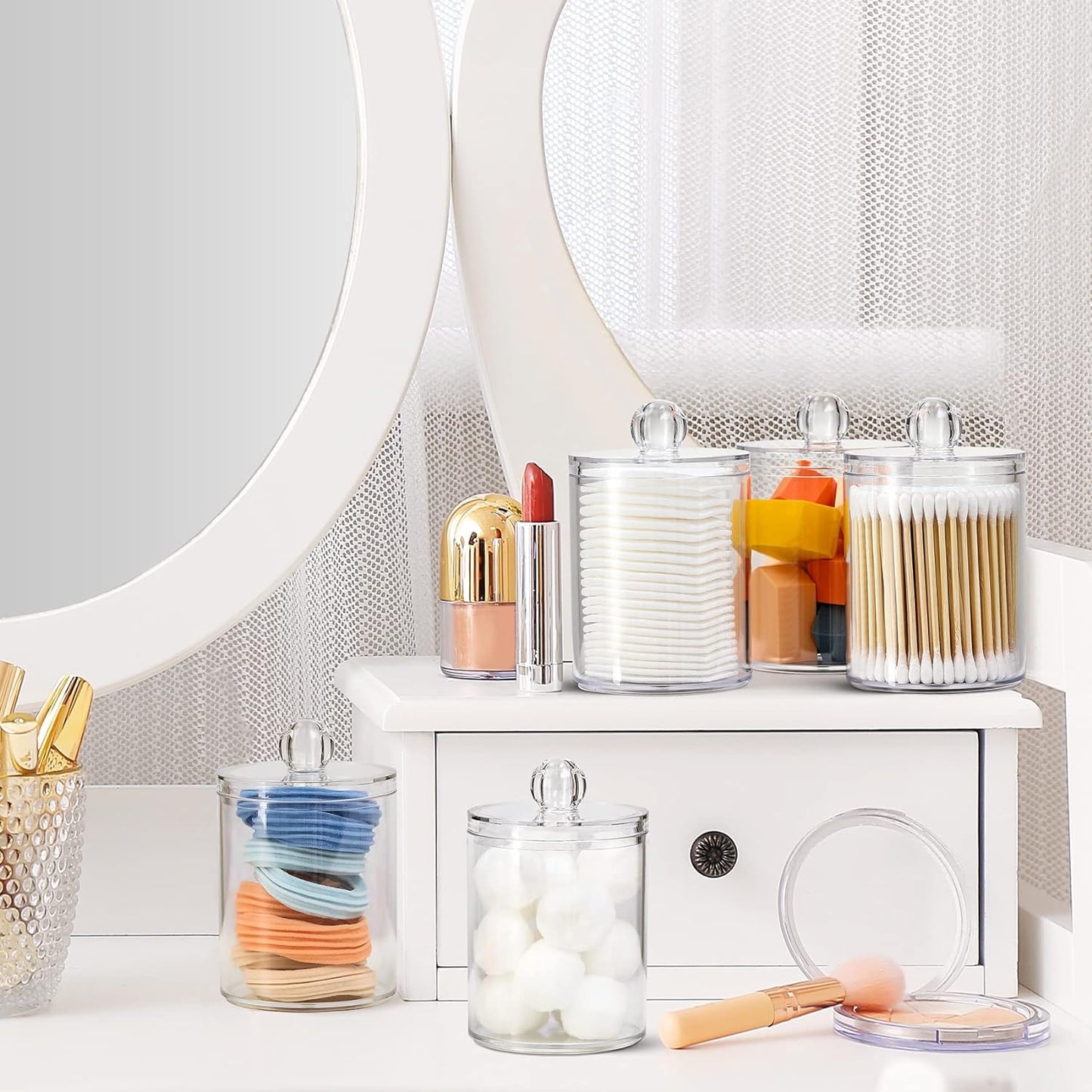 Acrylic Plastic Jar Set for bathroom, Pack of 4