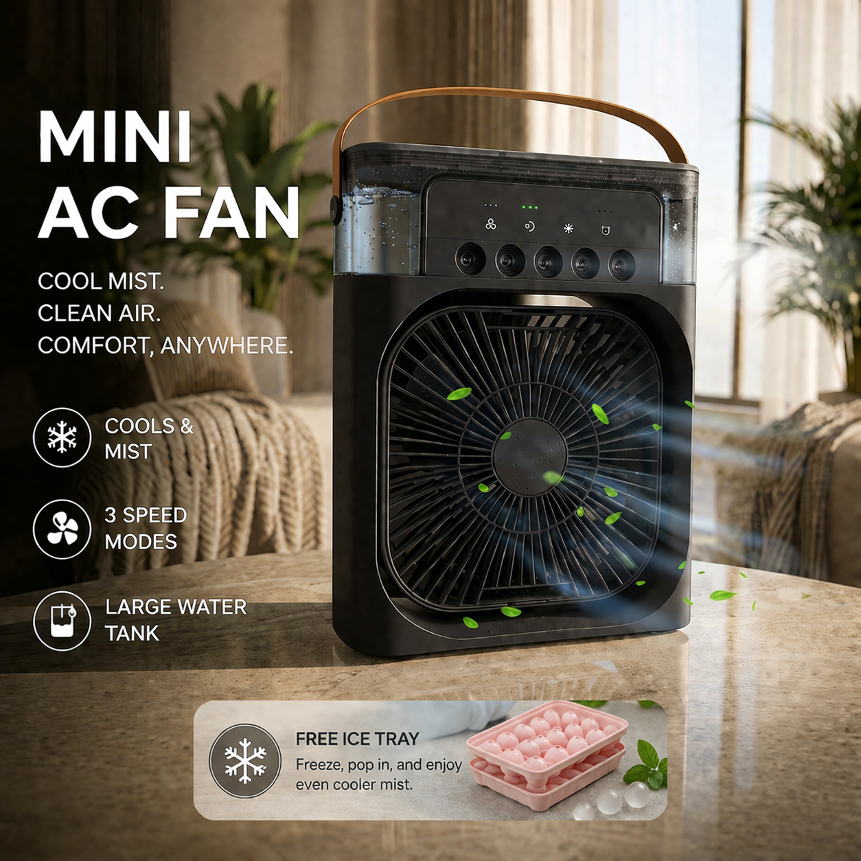 Everest Breeze - Mini AC Fan with FREE Ice Tray