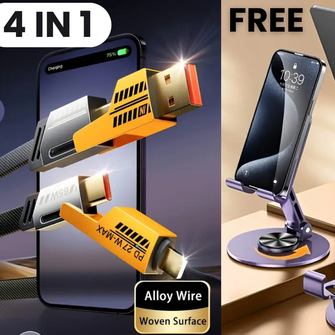 4 in 1 Multi Device Data Cable & Free Mobile Stand