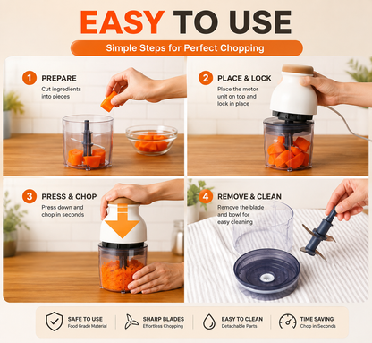 One-Touch Electric Vegetable Chopper - Premium Quality Guaranteed