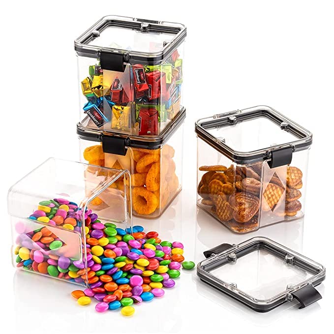 Plastic Container for storage - Air Tight - (Transparent, 700 ML & 1100 ML, Set Of 8)