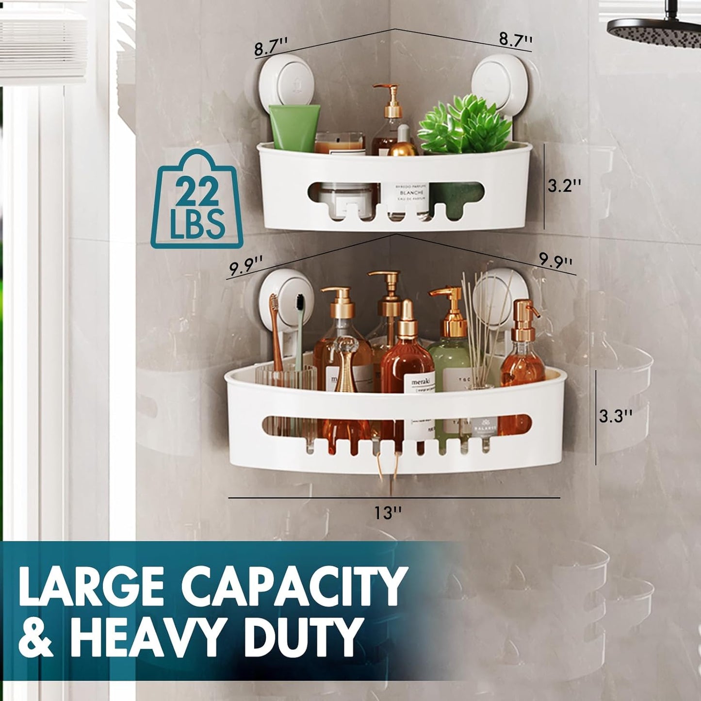 Bathroom Suction Shelf Storage Basket, Pack of 2