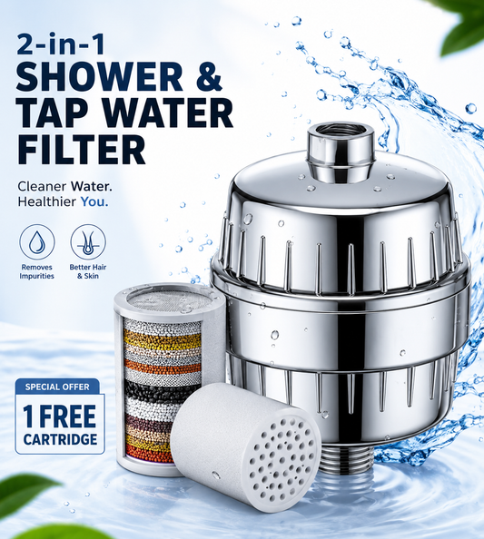 Shower and Tap Water Filter - Free Cartridge
