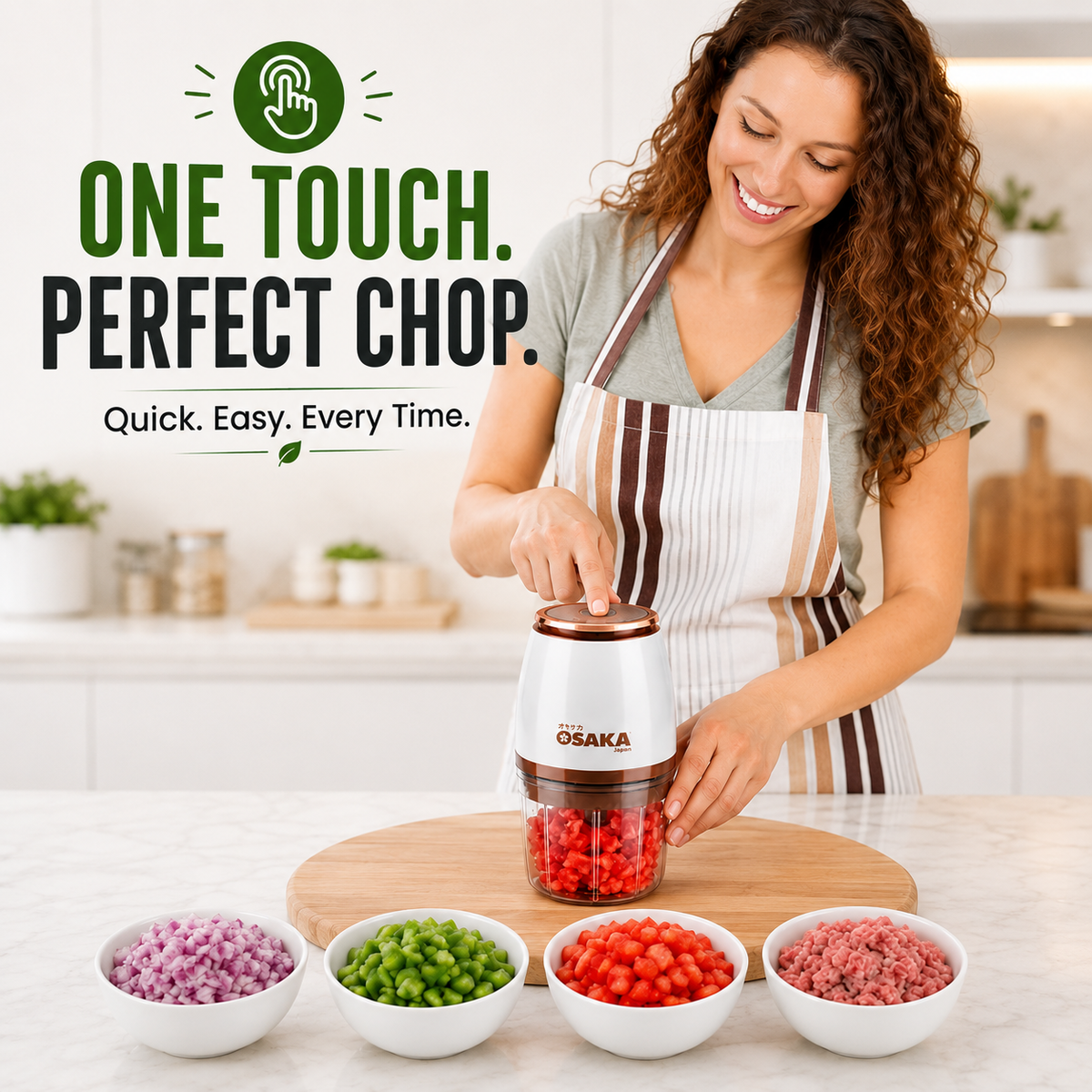 One-Touch Electric Vegetable Chopper - Premium Quality Guaranteed