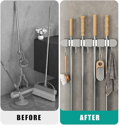 Wall Mounted Mop Holder - For Bathroom, Kitchen & Balcony
