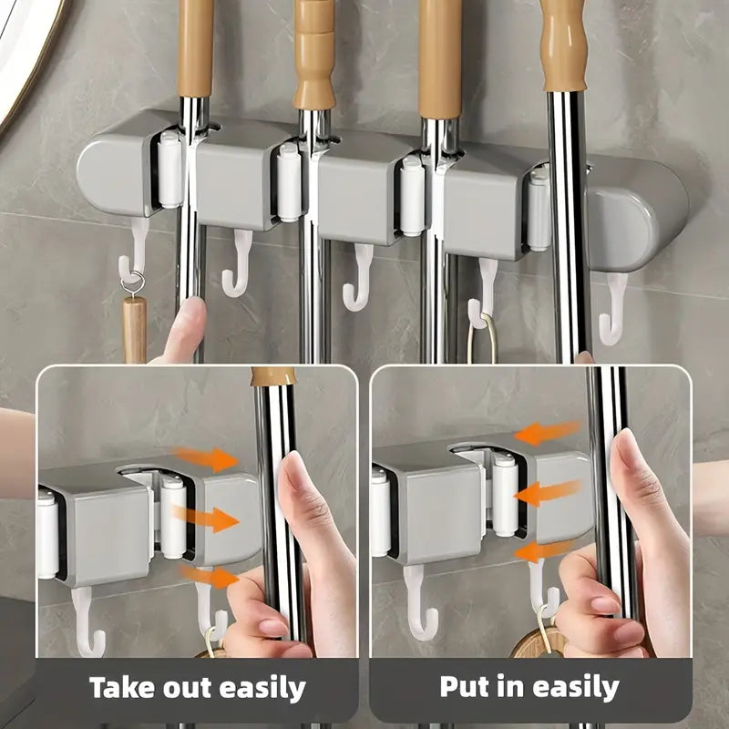 Wall Mounted Mop Holder - For Bathroom, Kitchen & Balcony