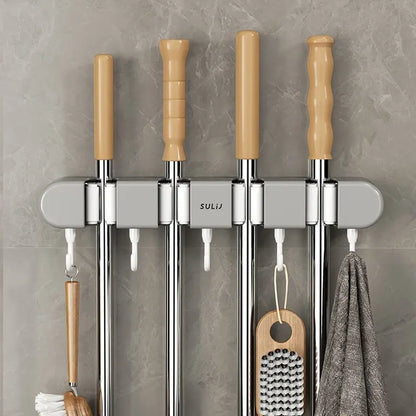 Wall Mounted Mop Holder - For Bathroom, Kitchen & Balcony