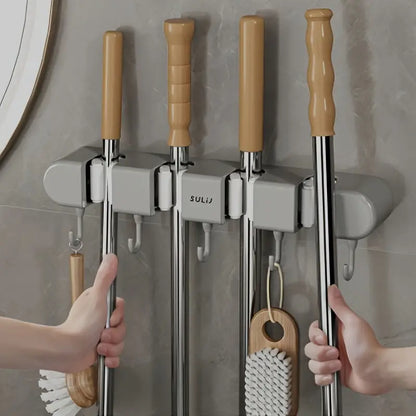 Wall Mounted Mop Holder - For Bathroom, Kitchen & Balcony