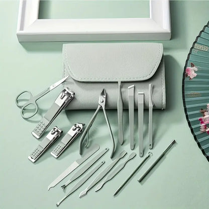 16 in 1 Manicure & Nail Care Set with Leather Case