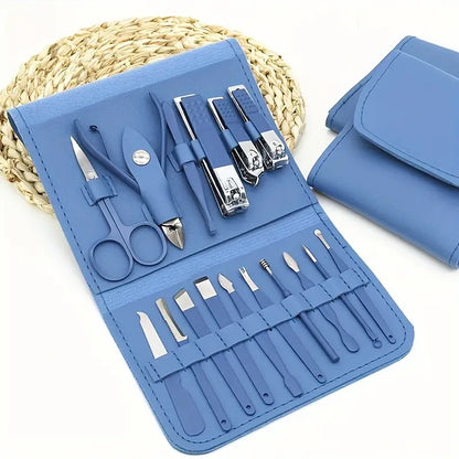 16 in 1 Manicure & Nail Care Set with Leather Case