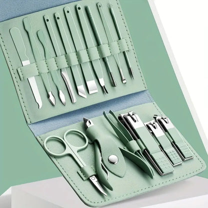 16 in 1 Manicure & Nail Care Set with Leather Case