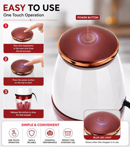 One-Touch Electric Vegetable Chopper - Premium Quality Guaranteed