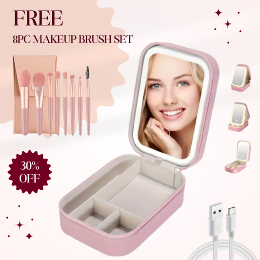 Portable Vanity Case - LED Makeup Mirror Box