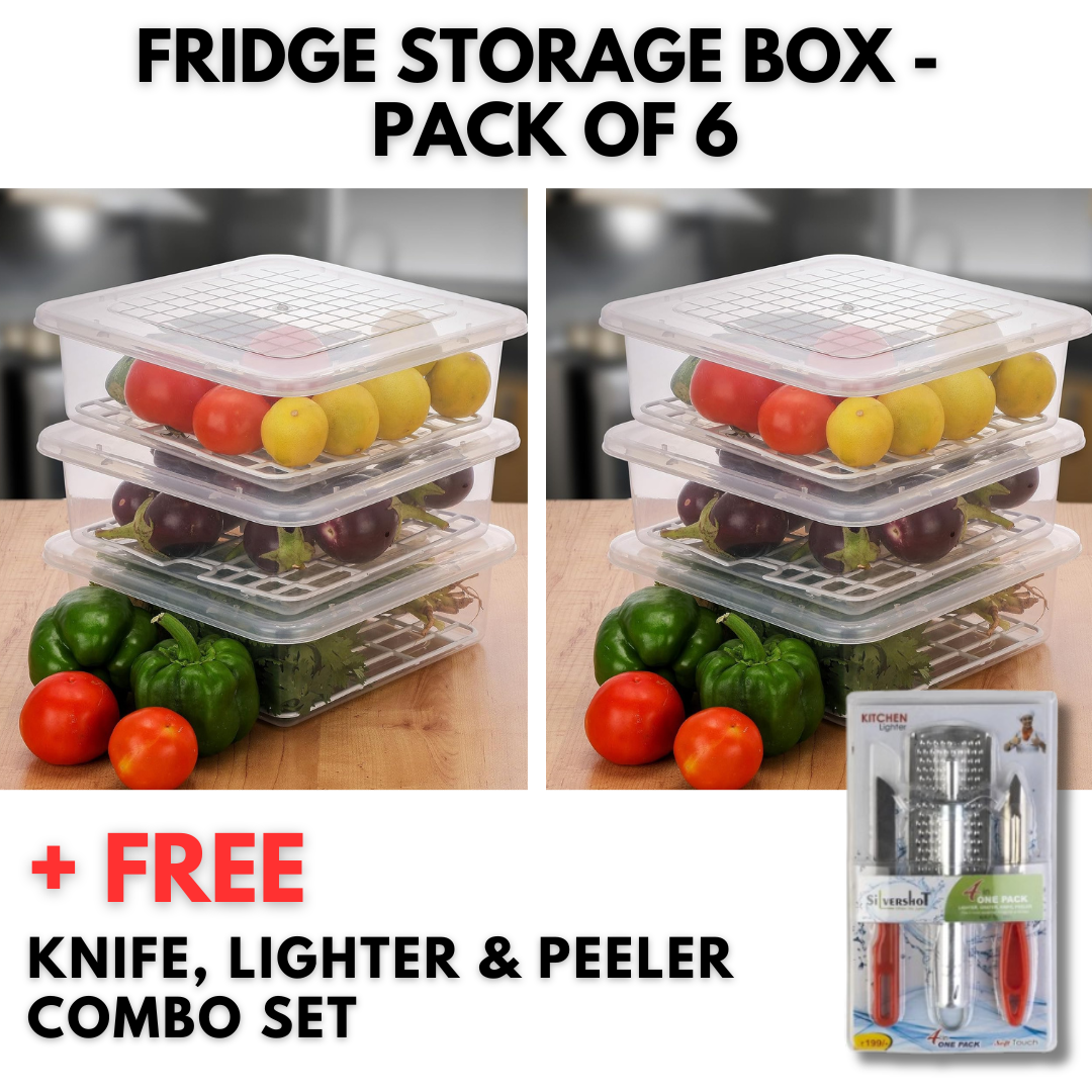 Fridge Master - 6 Storage Box with Free Knife & Lighter Combo Set