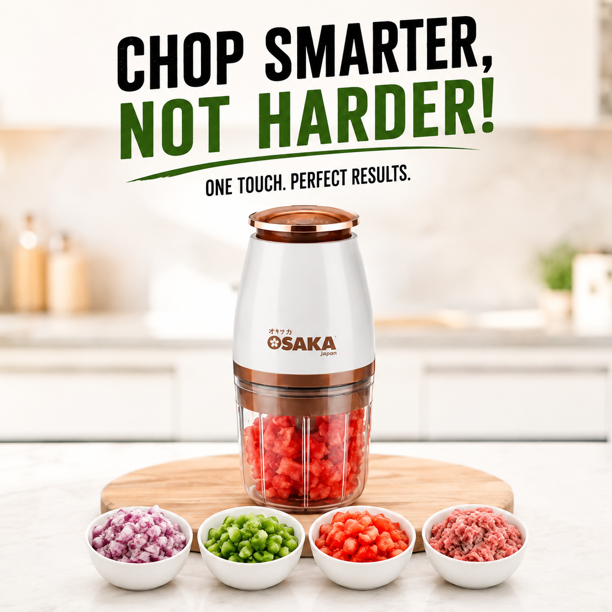 One-Touch Electric Vegetable Chopper - Premium Quality Guaranteed