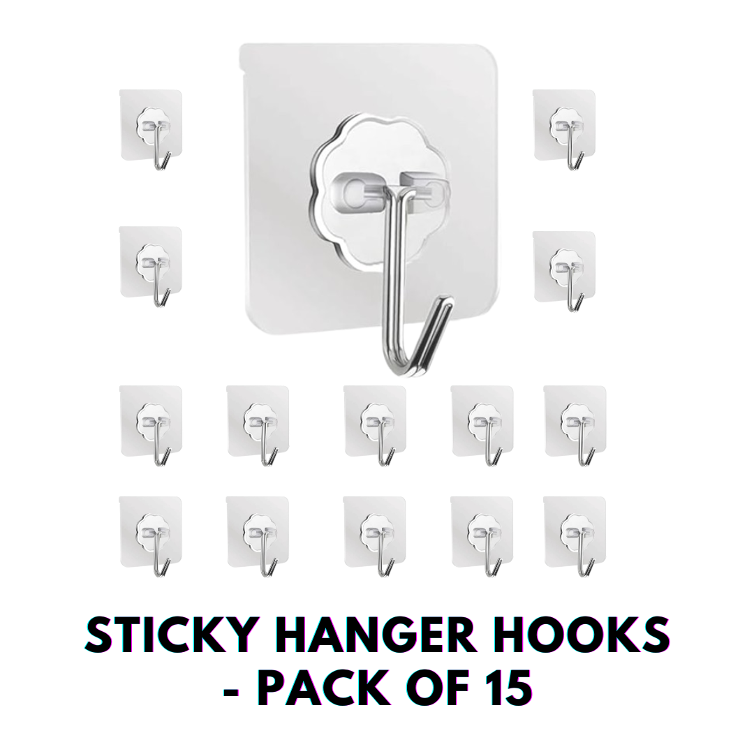 Sticky Hanger Hooks - Pack of 15