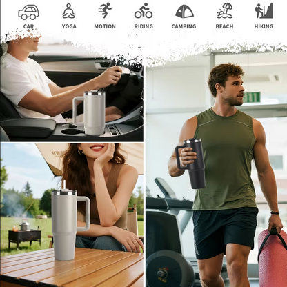 Sovo - Stainless Steel Tumbler with Straw - Premium Quality
