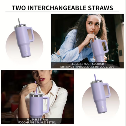 Sovo - Stainless Steel Tumbler with Straw - Premium Quality