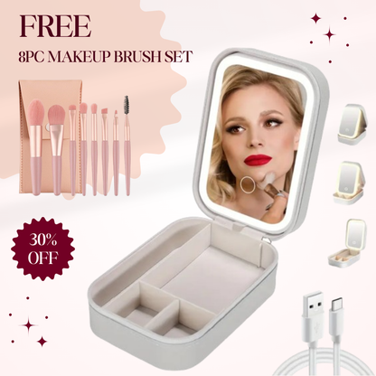 Portable Vanity Case - LED Makeup Mirror Box