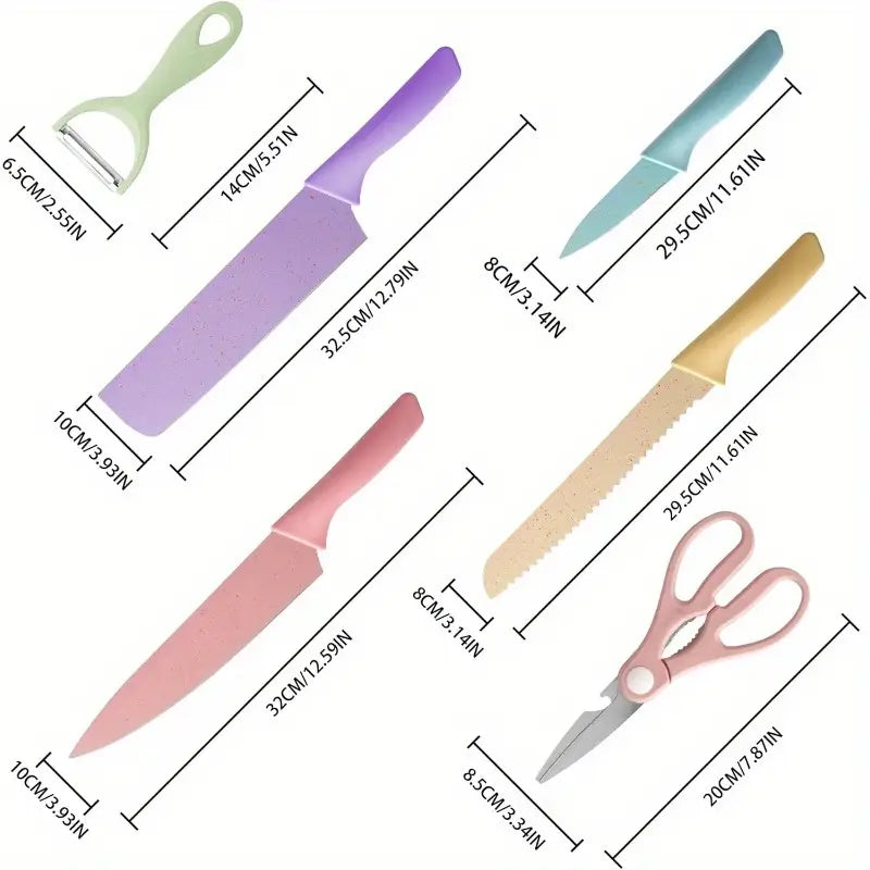 Chef Mate - 6Pc Knife, Scissors and Peeler Set