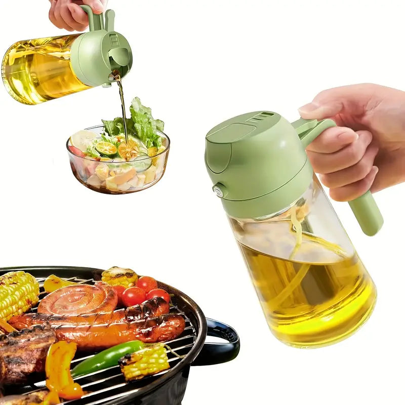2 in 1 Oil Bottle for kitchen : Dispenses and Spray