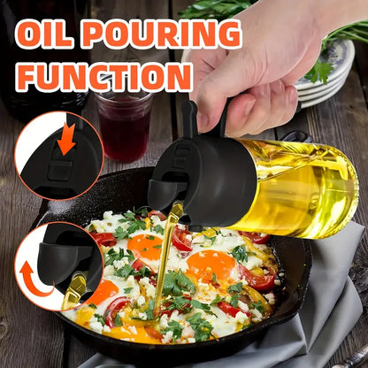 2 in 1 Oil Bottle for kitchen : Dispenses and Spray